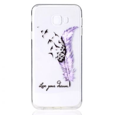 Силиконовый (TPU) чехол Deexe Pretty Glossy для Samsung Galaxy J4+ (J415) - Purple Feather and Bird