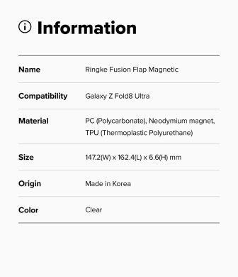 Защитный чехол Ringke Fusion Flap Magnetic для Samsung Galaxy Fold 8 Ultra (8800328819320) - Clear