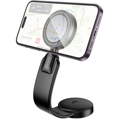 Автомобильный держатель с функцией беспроводной зарядки Hoco HW29 Magnetic Ring Wireless (15W) - Black / Gray