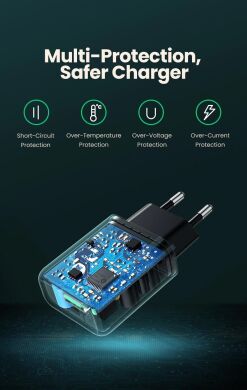 Сетевое зарядное устройство UGREEN CD122 18W QC3.0 USB Fast Charger (3A) - Black