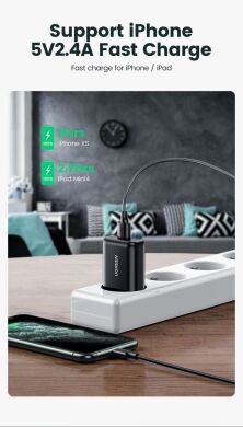 Сетевое зарядное устройство UGREEN CD122 18W QC3.0 USB Fast Charger (3A) - Black