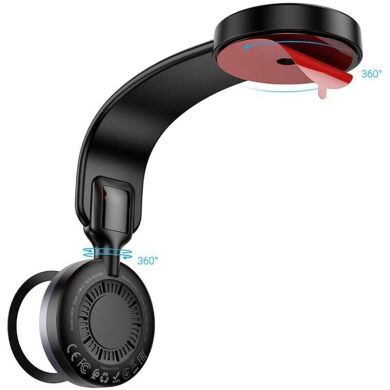 Автомобильный держатель с функцией беспроводной зарядки Hoco HW29 Magnetic Ring Wireless (15W) - Black / Gray