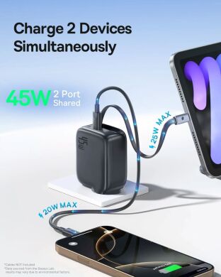 Сетевое зарядное устройство Baseus EnerCore CJ11 2C (45W) + кабель Type-C (E0120G00) - Black