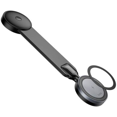 Автомобильный держатель с функцией беспроводной зарядки Hoco HW29 Magnetic Ring Wireless (15W) - Black / Gray