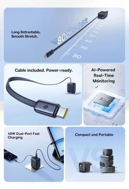 Сетевое зарядное устройство Baseus EnerCore CJ11 2C (45W) + кабель Type-C (E0120G00) - Black