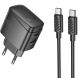 Сетевое зарядное устройство Hoco CS61A PD30W + QC3.0 (USB + Type-C) + кабель Type-C to Type-C - Black. Фото 1 из 8