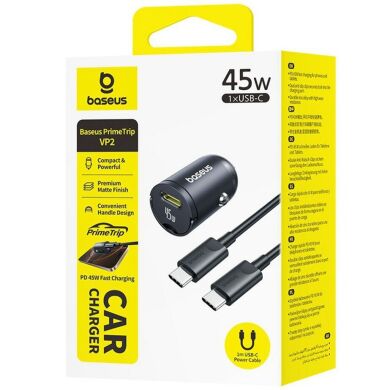Автомобильное зарядное устройство Baseus PrimeTrip VP2 45W + кабель Type-C to Type-C (C02068) - Black