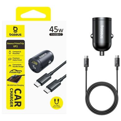 Автомобильное зарядное устройство Baseus PrimeTrip VP2 45W + кабель Type-C to Type-C (C02068) - Black