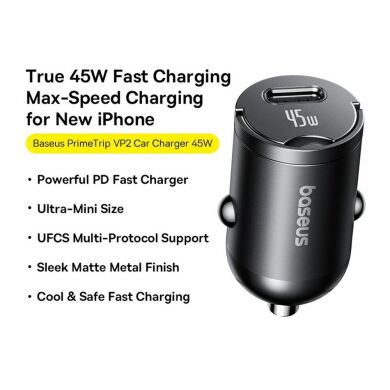 Автомобильное зарядное устройство Baseus PrimeTrip VP2 45W + кабель Type-C to Type-C (C02068) - Black