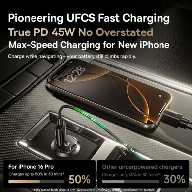 Автомобильное зарядное устройство Baseus PrimeTrip VP2 45W + кабель Type-C to Type-C (C02068) - Black