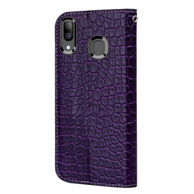 Чехол-книжка Deexe Glittery Crocodile для Samsung Galaxy A30 (A305) / A20 (A205) - Purple
