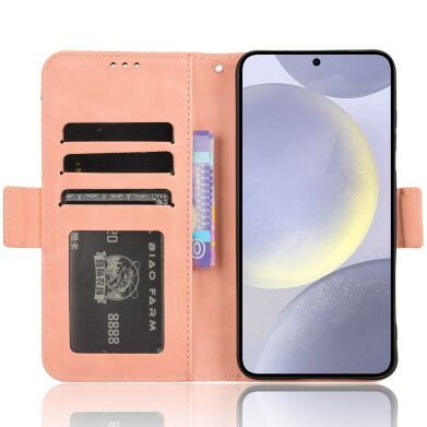 Чехол-книжка с кармашками Deexe Wallet Stand для Samsung Galaxy S26 FE - Pink