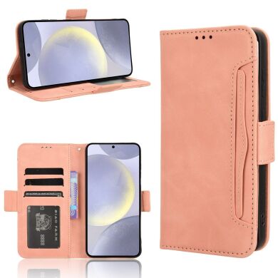 Чехол-книжка с кармашками Deexe Wallet Stand для Samsung Galaxy S26 FE - Pink