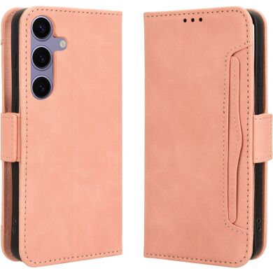 Чехол-книжка с кармашками Deexe Wallet Stand для Samsung Galaxy S26 FE - Pink