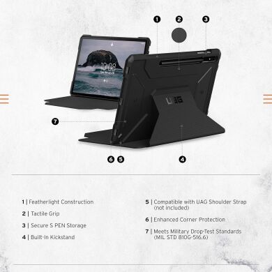 Чохол-книжка URBAN ARMOR GEAR Metropolis SE Series для Samsung Galaxy Tab S7 Plus (T970/975) / S8 Plus (T800/806) 224012114040 - Black