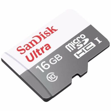 Карта памяти SanDisk microSDHC 16GB Ultra C10 UHS-I R80MB/s + адаптер