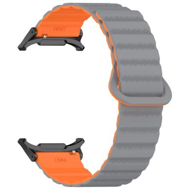 Ремешок Deexe Magnetic Strap для Samsung Galaxy Watch Ultra (47mm) - Grey / Orange