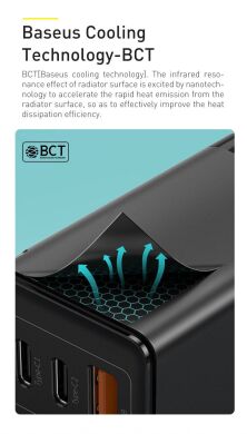 Сетевое зарядное устройство Baseus GaN2 Pro Quick Charger (65W) + кабель Type-C (CCGAN2P-B01) - Black