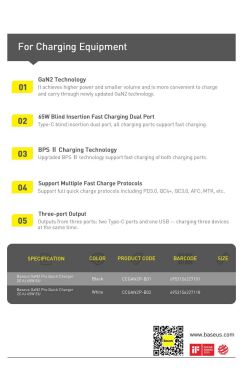 Сетевое зарядное устройство Baseus GaN2 Pro Quick Charger (65W) + кабель Type-C (CCGAN2P-B01) - Black