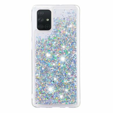Силиконовый (TPU) чехол Deexe Liquid Glitter для Samsung Galaxy A71 (A715) - Baby Blue