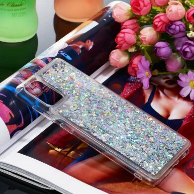 Силиконовый (TPU) чехол Deexe Liquid Glitter для Samsung Galaxy A71 (A715) - Baby Blue