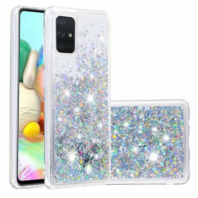 Силиконовый (TPU) чехол Deexe Liquid Glitter для Samsung Galaxy A71 (A715) - Baby Blue