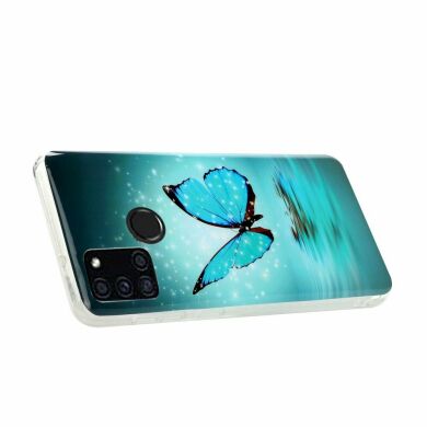 Силиконовый (TPU) чехол Deexe LumiCase для Samsung Galaxy A21s (A217) - Blue Butterfly