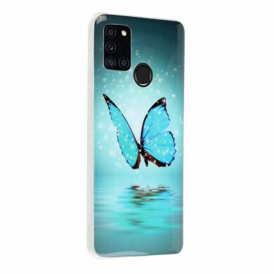 Силиконовый (TPU) чехол Deexe LumiCase для Samsung Galaxy A21s (A217) - Blue Butterfly