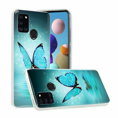 Силиконовый (TPU) чехол Deexe LumiCase для Samsung Galaxy A21s (A217) - Blue Butterfly