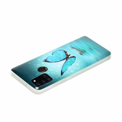 Силиконовый (TPU) чехол Deexe LumiCase для Samsung Galaxy A21s (A217) - Blue Butterfly