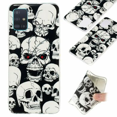 Силиконовый (TPU) чехол Deexe LumiCase для Samsung Galaxy A51 (А515) - Cool Skulls