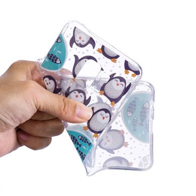 Силиконовый (TPU) чехол Deexe Pretty Glossy для Samsung Galaxy A8+ (A730) - Penguin