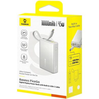 Внешний аккумулятор Baseus PicoGo 45W (10000mAh) + кабель Type-C (P10076803853-00) - Natural Titanium