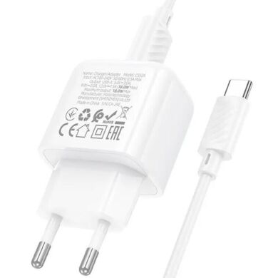 Сетевое зарядное устройство Hoco CS52A QC3.0 18W (1USB) + кабель USB to Type-C - White