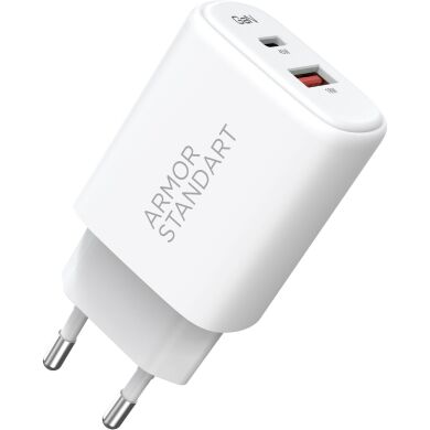 Сетевое зарядное устройство ArmorStandart Poweraze (45W) GaN Type-C + USB - White