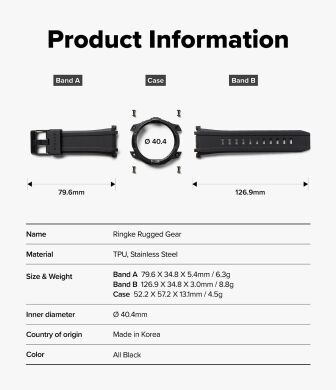 Ремінець Ringke Rugged Gear (FW) для Samsung Galaxy Watch 8 (44mm) 8800328814196 - Black