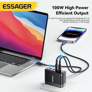 Сетевое зарядное устройство ESSAGER Grace 100W (2Type-C + 2USB) ECT2CA-QYB01-Z - Black