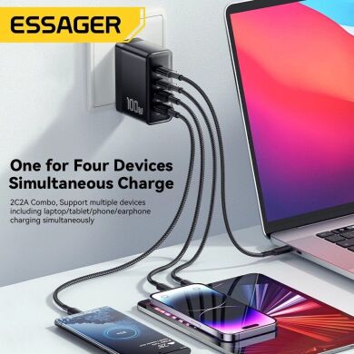 Сетевое зарядное устройство ESSAGER Grace 100W (2Type-C + 2USB) ECT2CA-QYB01-Z - Black