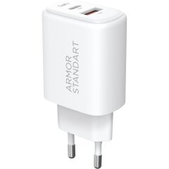 Сетевое зарядное устройство ArmorStandart Poweraze (45W) GaN Type-C + USB - White