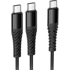 Кабель Hoco X123 2 in 1 Type-C to 2Type-C (3A, 1m) - Black