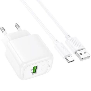 Сетевое зарядное устройство Hoco CS52A QC3.0 18W (1USB) + кабель USB to Type-C - White