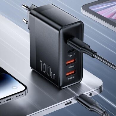 Сетевое зарядное устройство ESSAGER Grace 100W (2Type-C + 2USB) ECT2CA-QYB01-Z - Black