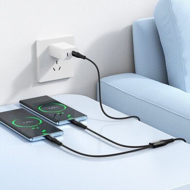 Кабель Hoco X123 2 in 1 Type-C to 2Type-C (3A, 1m) - Black