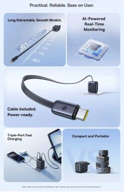 Сетевое зарядное устройство Baseus EnerCore CJ11 3C (67W) + кабель Type-C (E0121E00) - Black