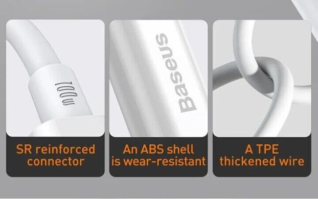 Кабель Baseus Superior Series USB to Type-C (100W, 1m) P10320102214-01 - White