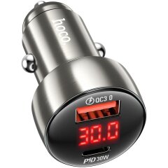 Автомобильное зарядное устройство Hoco Z50 Leader PD30W+QC3.0 - Metal Gray