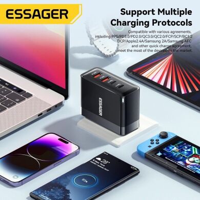 Сетевое зарядное устройство ESSAGER Grace 100W (2Type-C + 2USB) ECT2CA-QYB01-Z - Black