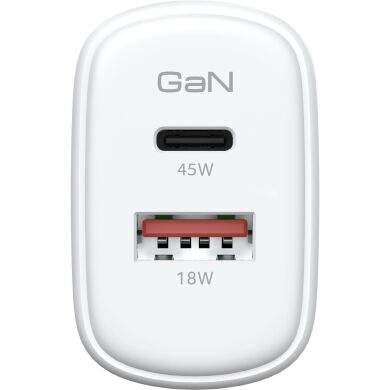 Сетевое зарядное устройство ArmorStandart Poweraze (45W) GaN Type-C + USB - White