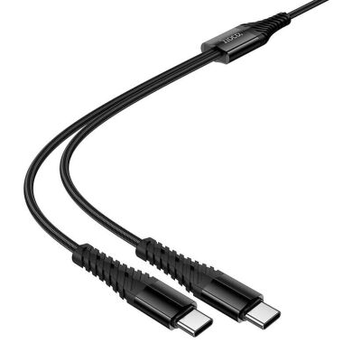 Кабель Hoco X123 2 in 1 Type-C to 2Type-C (3A, 1m) - Black
