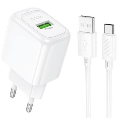 Сетевое зарядное устройство Hoco CS52A QC3.0 18W (1USB) + кабель USB to Type-C - White